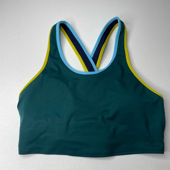 Cotopaxi Women's Mari Crop Top Built-in Sports Bra Teal Yellow Size Small. - Picture 1 of 5